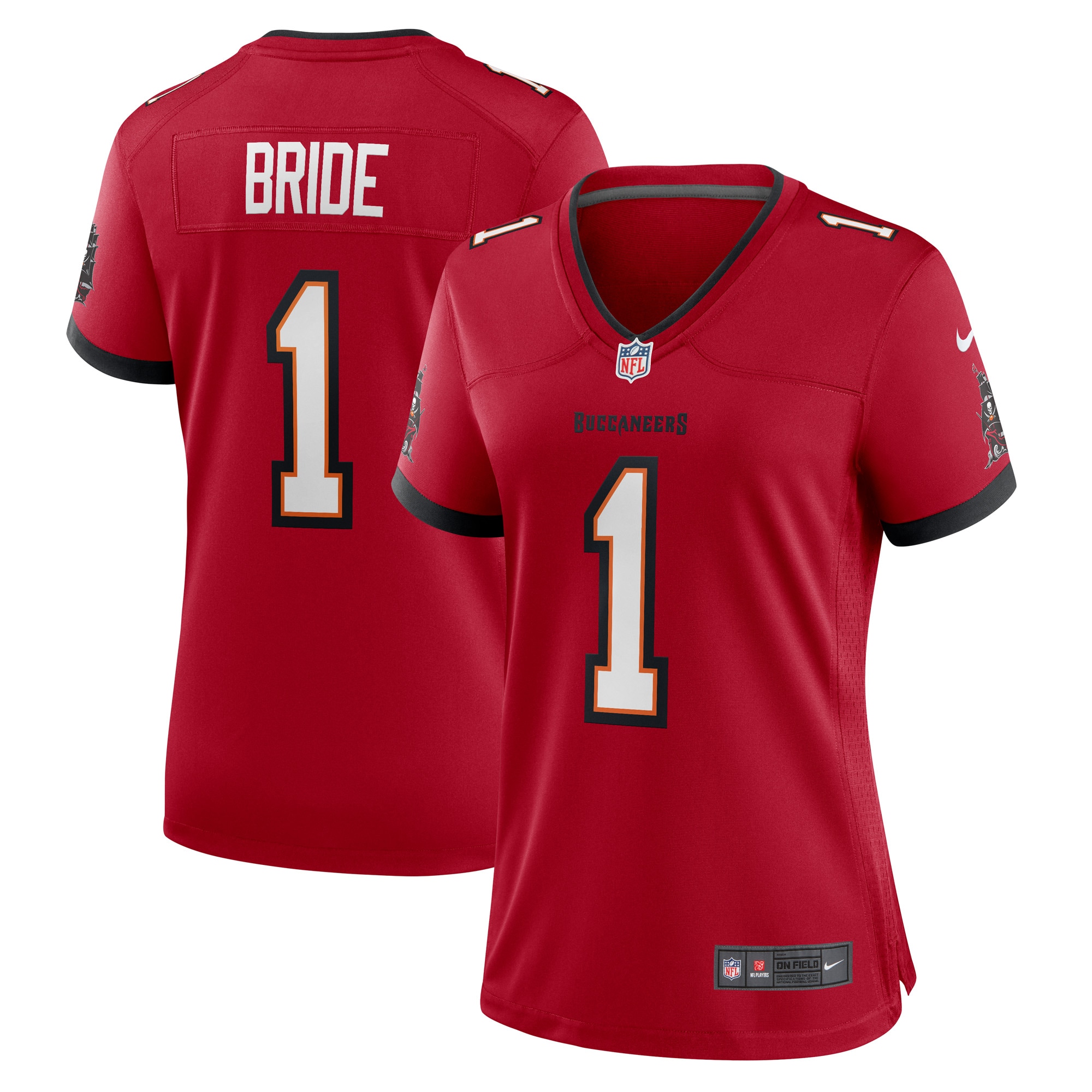 Tampa Bay Buccaneers Number 1 Bride Red Game NFL Jersey Women's