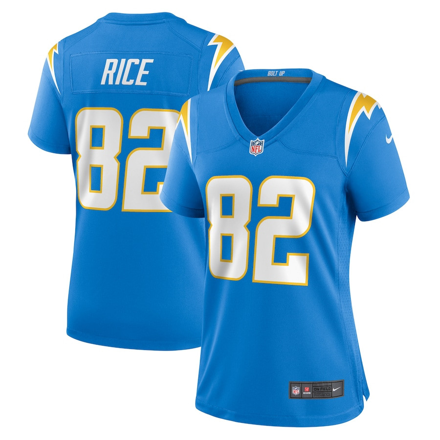 Brenden Rice 82 Los Angeles Chargers Game Powder Blue NFL Jersey Women's