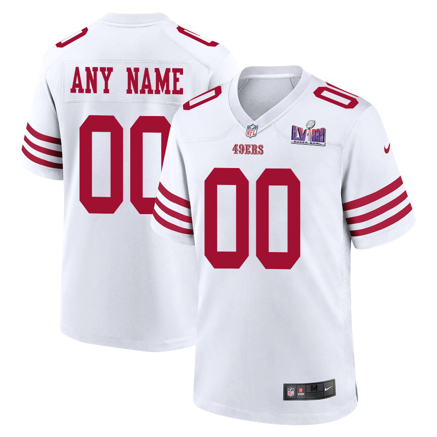 San Francisco 49ers Super Bowl LVIII Patch Game Custom White NFL Jersey Men's