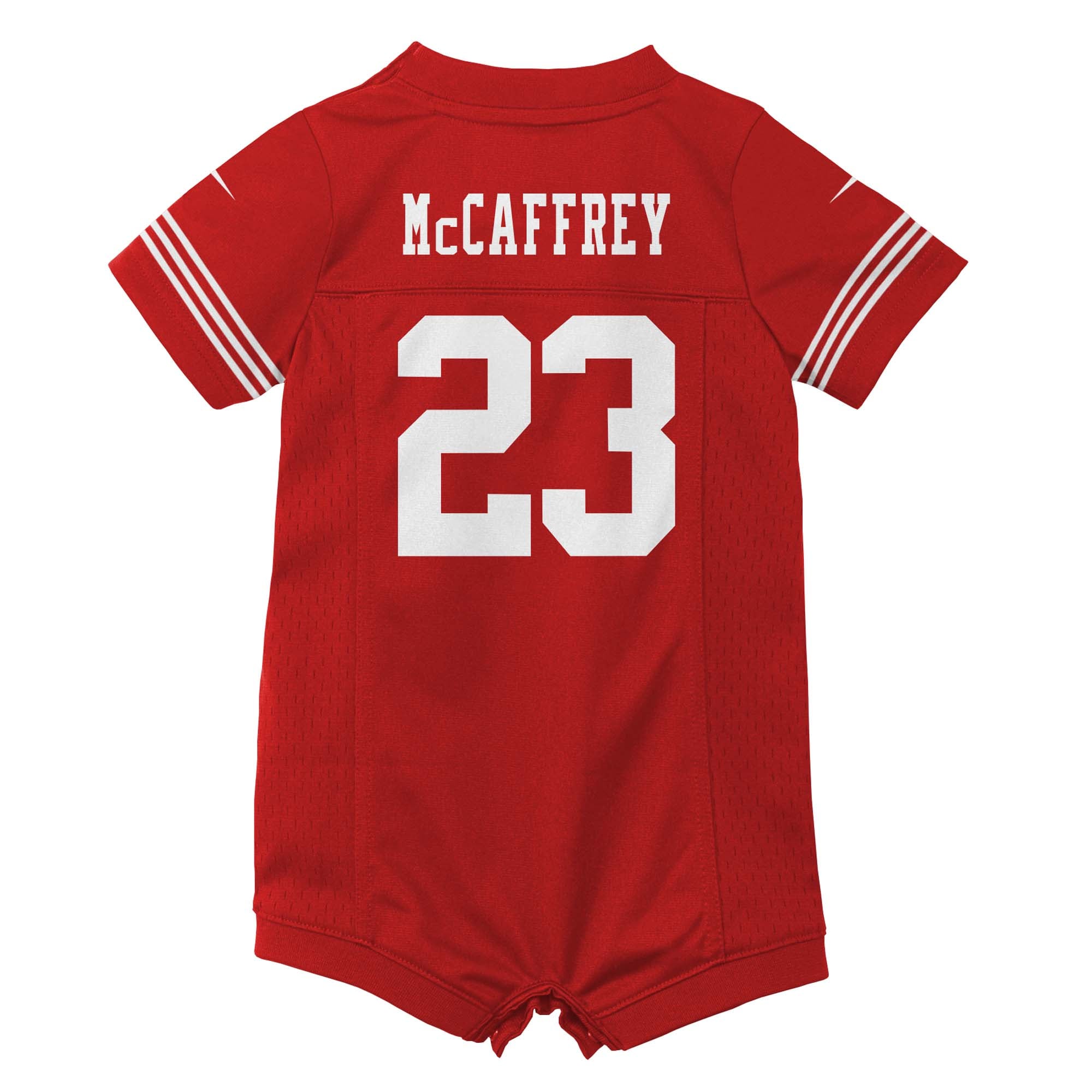 Newborn Infant San Francisco 49ers Christian McCaffrey Scarlet Game Romper NFL Jersey Men's