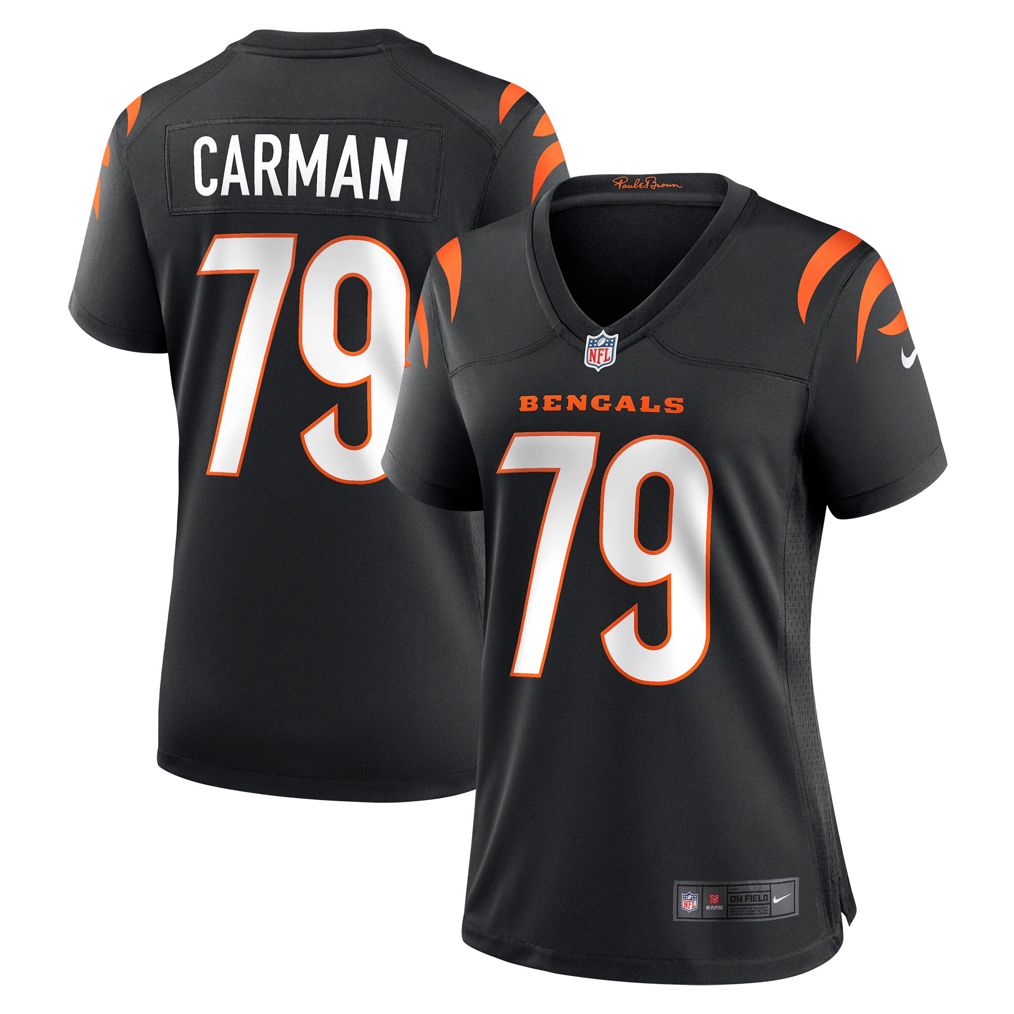 Cincinnati Bengals Jackson Carman Black Game NFL Jersey Women's