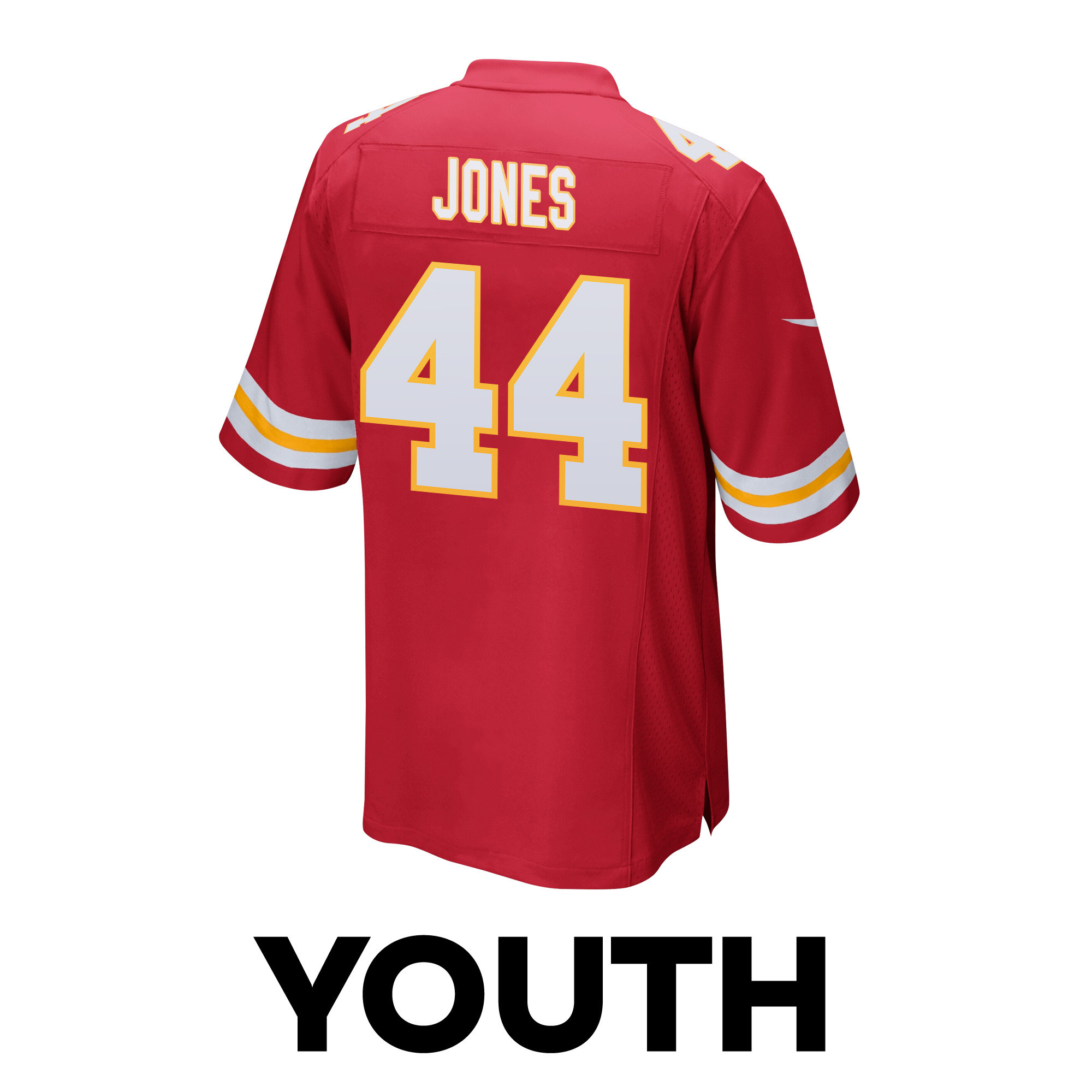 Cam Jones 44 Kansas City Chiefs Super Bowl LVIII Champions 4X Game Red NFL Jersey Youth
