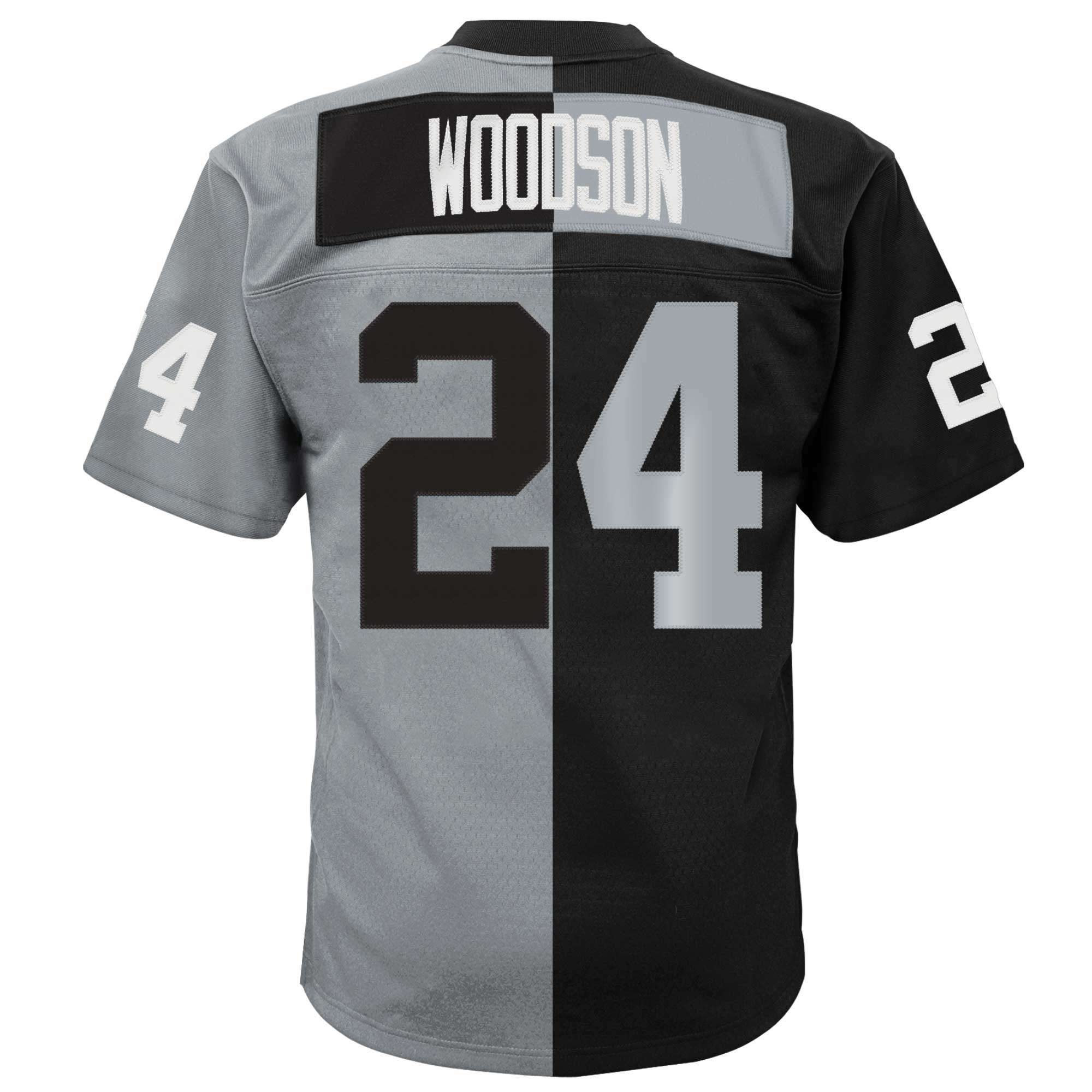 Las Vegas Raiders Charles Woodson Mitchell Ness Black/Silver Split Legacy NFL Jersey Youth