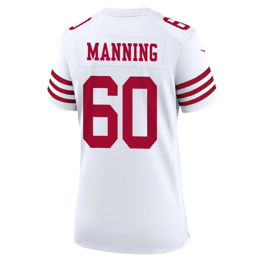 Ilm Manning 60 San Francisco 49ers Super Bowl LVIII Patch Game White NFL Jersey Women's