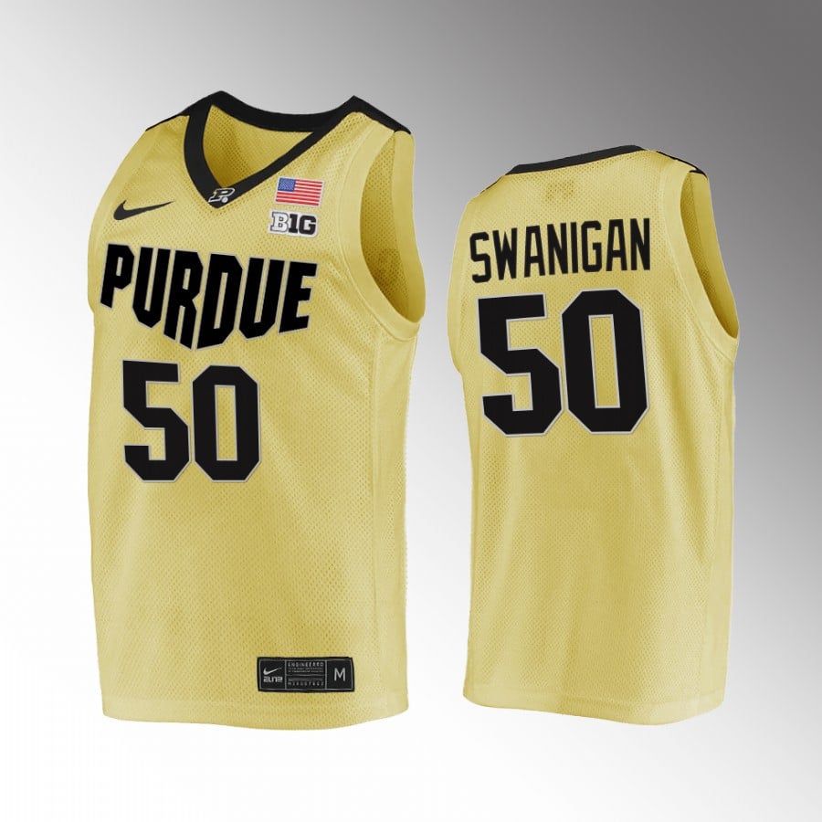 Caleb Swanigan 50 Purdue Boilermakers Gold RIP Biggie NCAA Jersey Men's