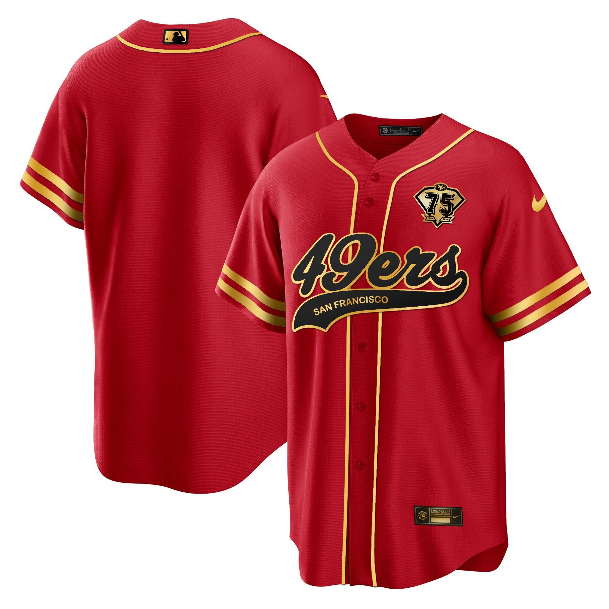 San Francisco 49ers Black Red MLB Jersey Men's