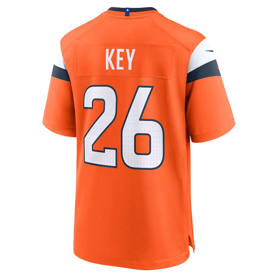 Devon Key 26 Denver Broncos Team Game Orange NFL Jersey Men's