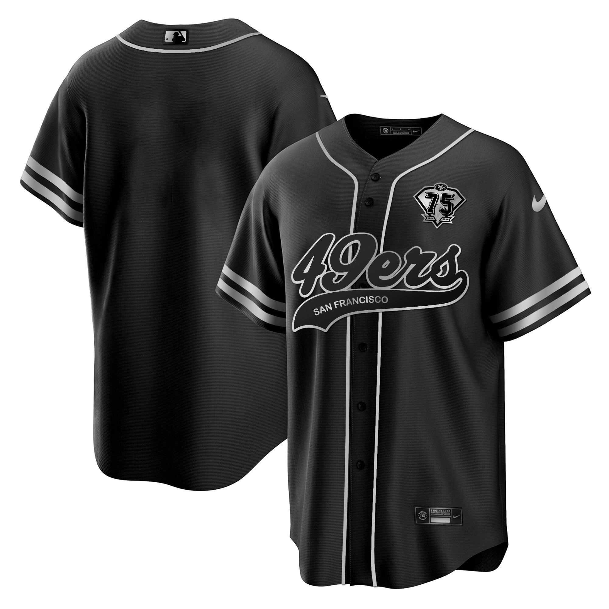 San Francisco 49ers Black Silver MLB Jersey Men's