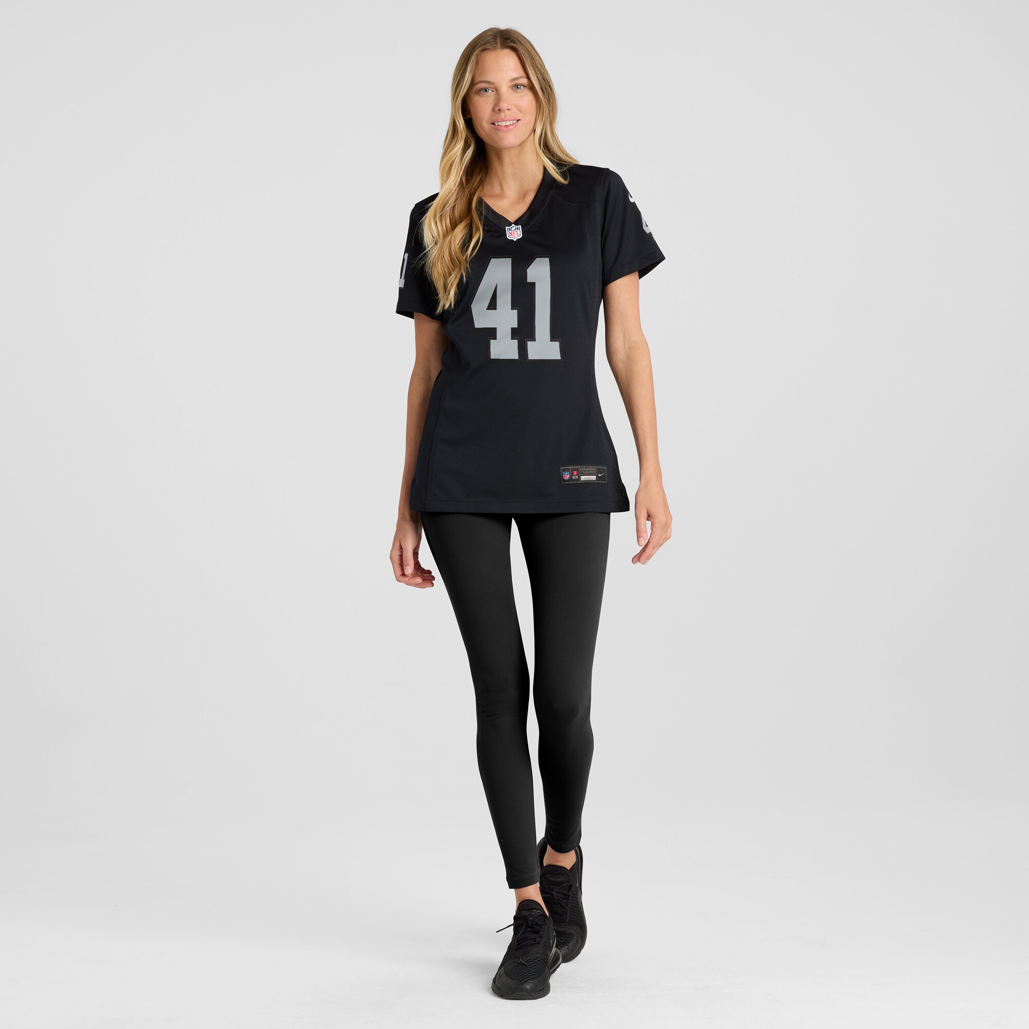 Las Vegas Raiders Robert Spillane Black Game Player NFL Jersey Women's