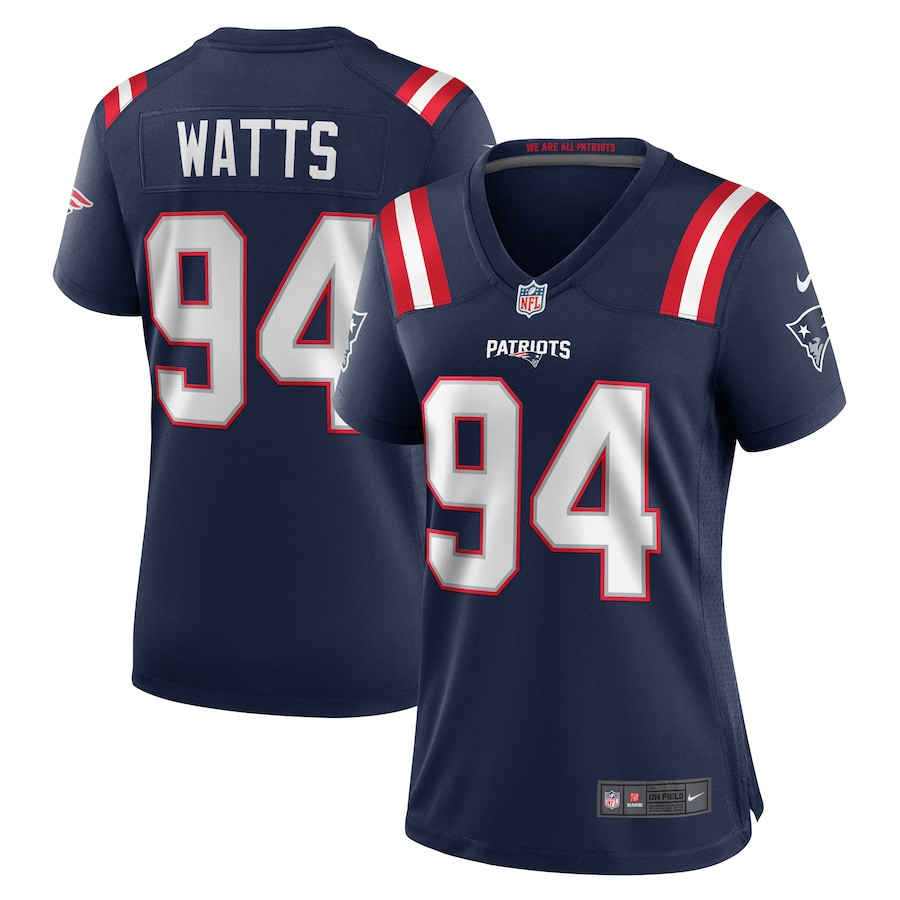 Armon Watts 94 New England Patriots Team Game Navy NFL Jersey Women's