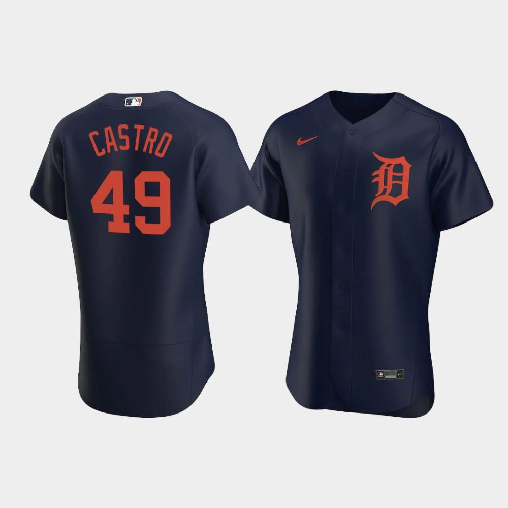 Willi Castro 49 Detroit Tigers Navy Alternate MLB Jersey Men's