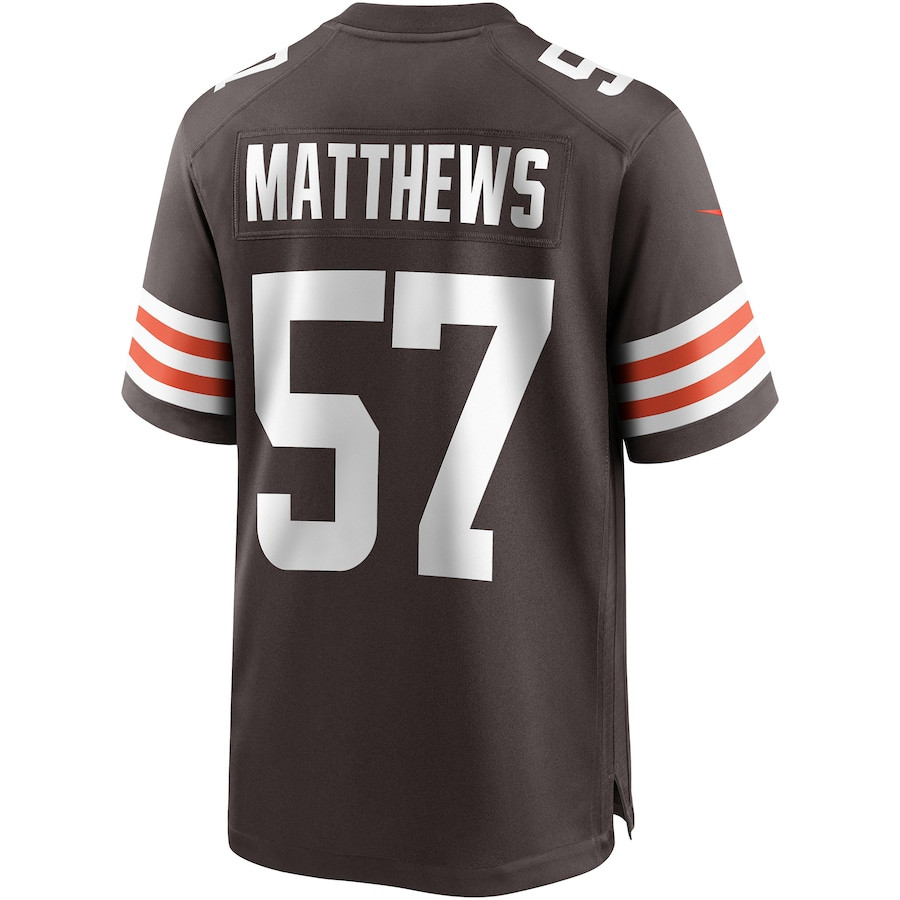 Clay Matthews 57 Cleveland Browns Game Retired Brown NFL Jersey Men's