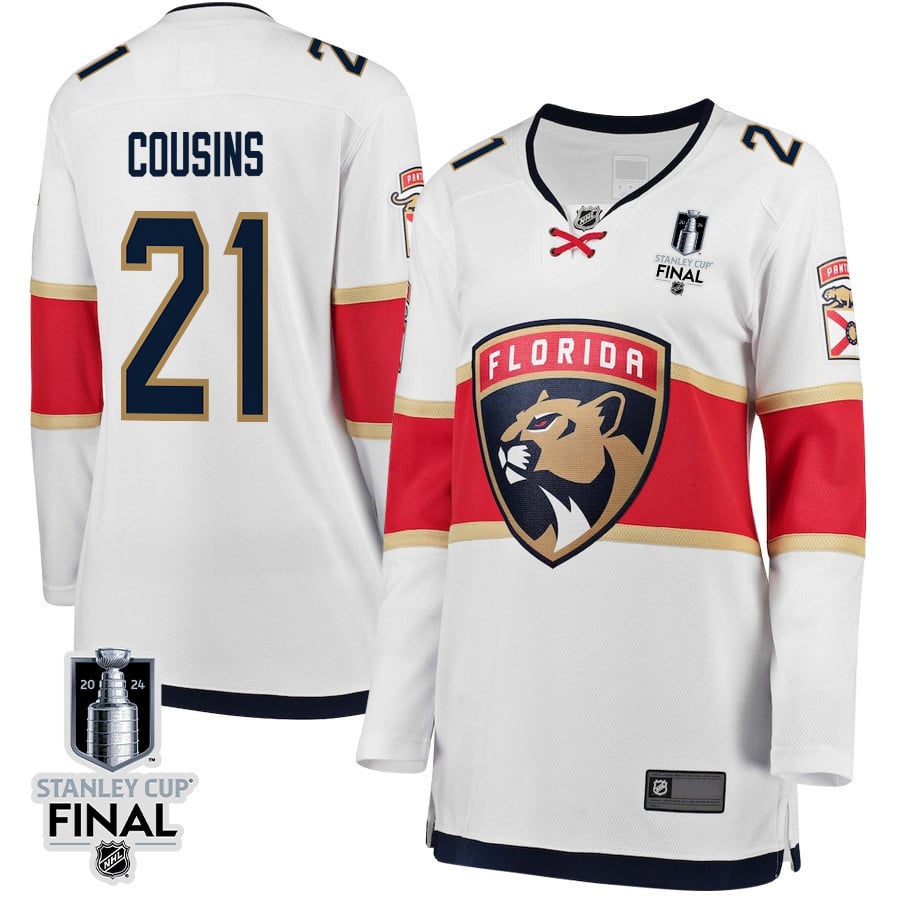 Nick Cousins 21 Florida Panthers 2024 STANLEY CUP Final Away Breakaway White NHL Jersey Women's