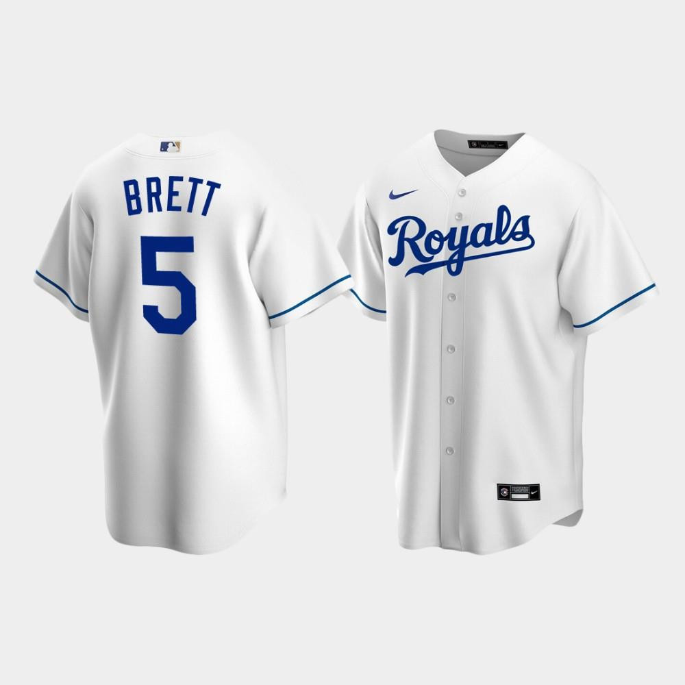 Kansas City Royals 5 George Brett White Home MLB Jersey Men's
