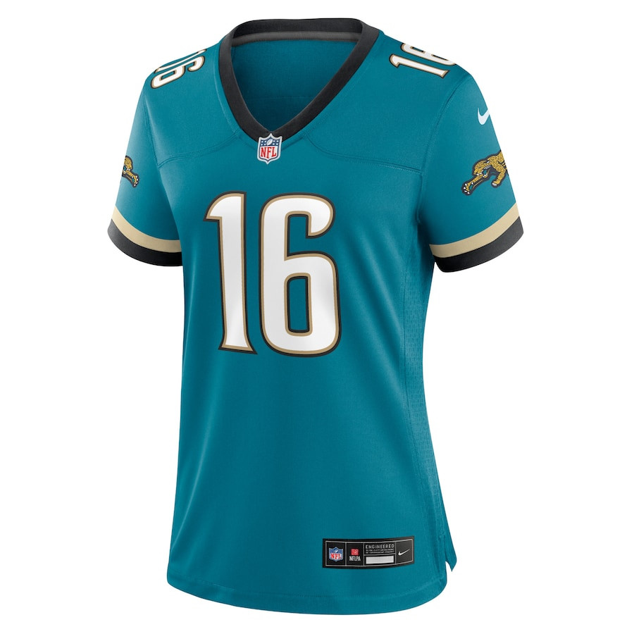Trevor Lawrence 16 Jacksonville Jaguars Prowler Throwback Game Teal NFL Jersey Women's