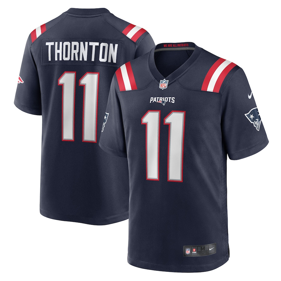 Tyquan Thornton 11 New England Patriots Game Navy NFL Jersey Men's