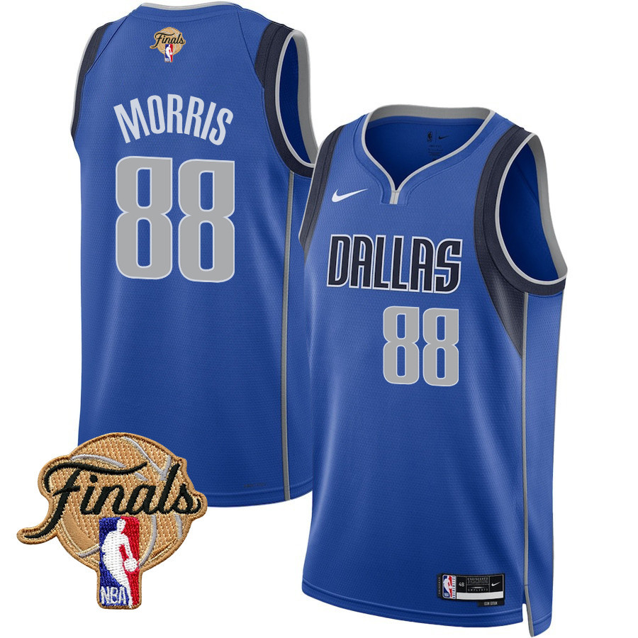Markieff Morris 88 Dallas Mavericks 2024 FINALS PATCH Swingman Icon Edition Blue NBA Jersey Men's