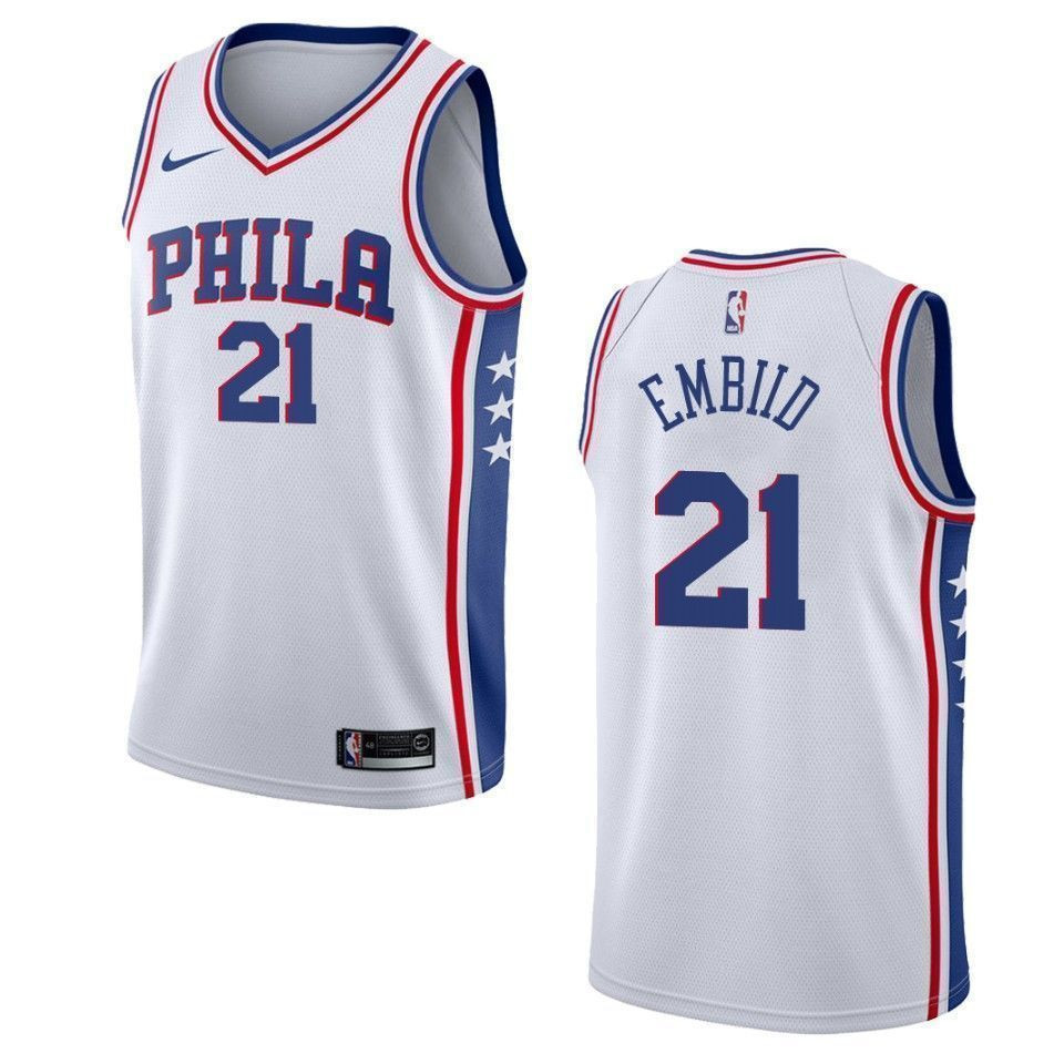 Philadelphia 76ers 21 Joel Embiid Association Swingman White NBA Jersey Men's