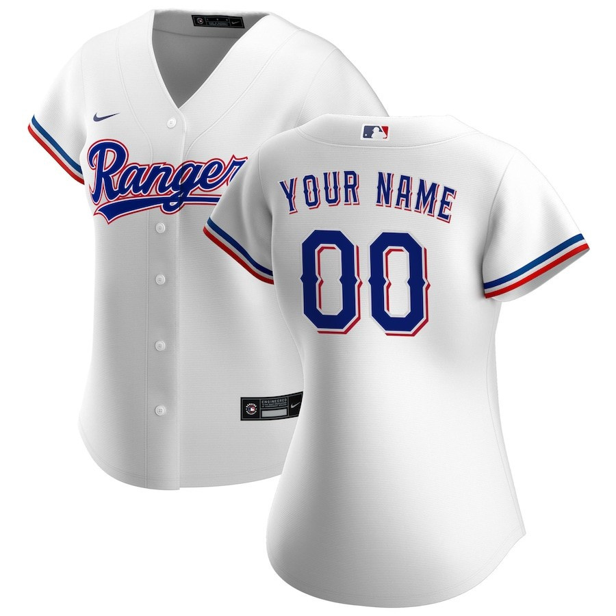 Texas Rangers Home Custom White MLB Jersey Women's