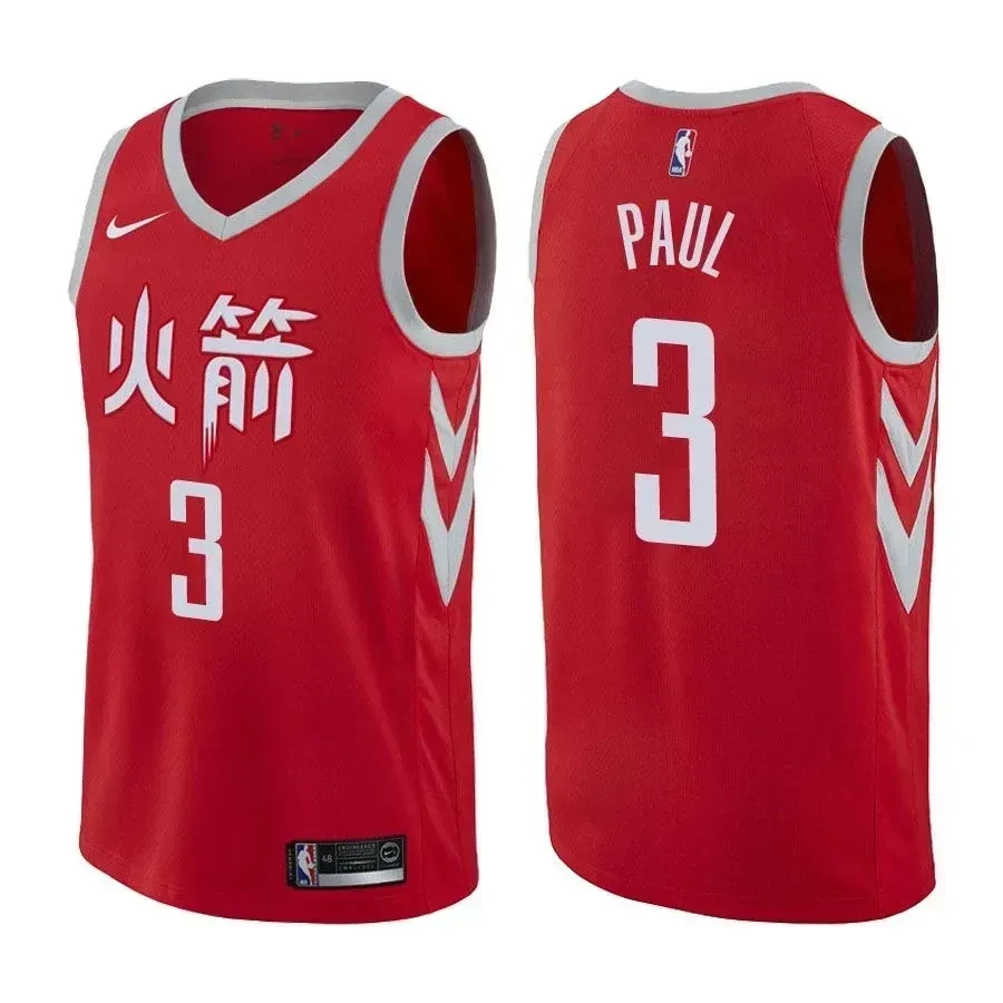 Houston Rockets Chris Paul 3 City Edition Red NBA Jersey Men's