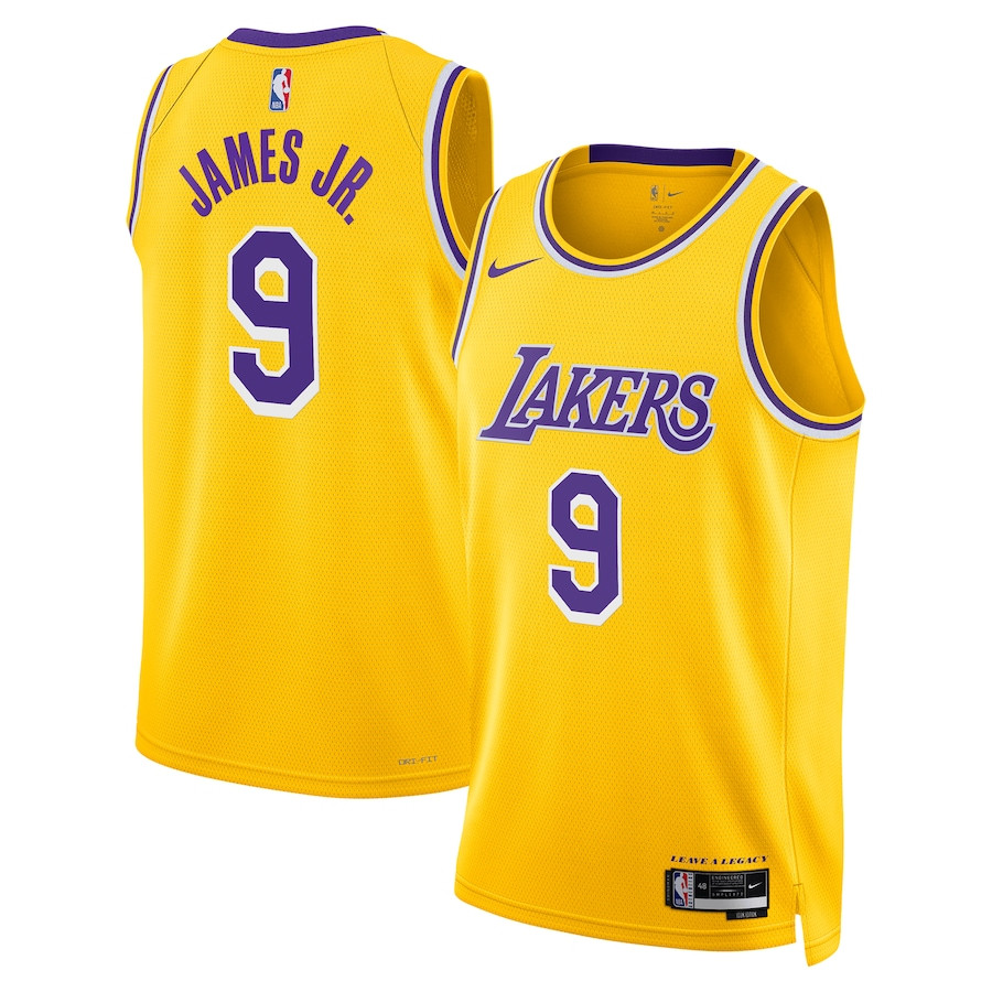 Bronny James 9 Los Angeles Lakers Unisex 2024 Offseason Addition Swingman Gold NBA Jersey Unisex