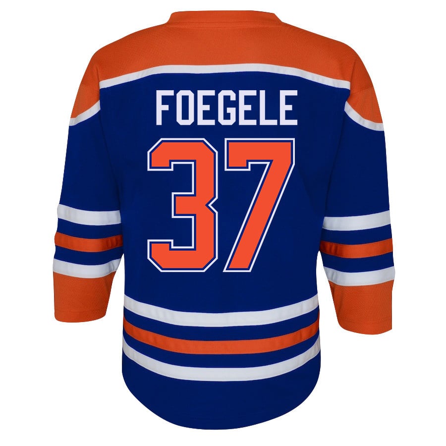 Warren Foegele 37 Edmonton Oilers 2024 STANLEY CUP Final Home Royal NHL Jersey Youth