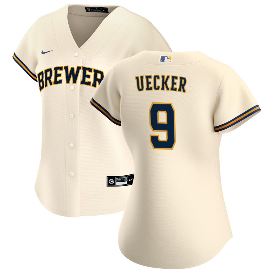 Bob Uecker 9 Milwaukee Brewers Home Cream MLB Jersey Women's