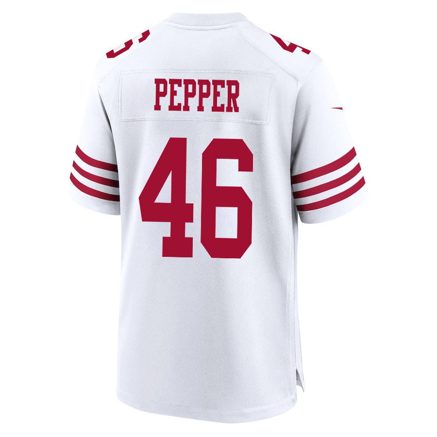 Taybor Pepper 46 San Francisco 49ers NFC Champions Patch Game White NFL Jersey Men's