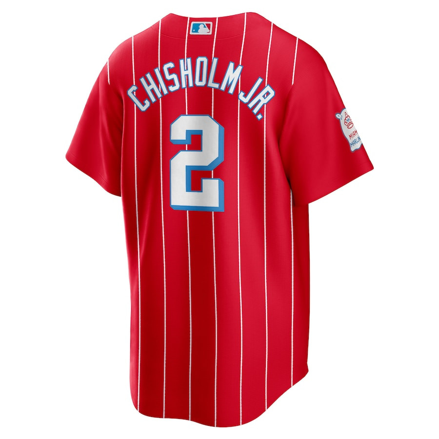 Jazz Chisholm Jr. 2 Miami Marlins City Connect Red MLB Jersey Men's