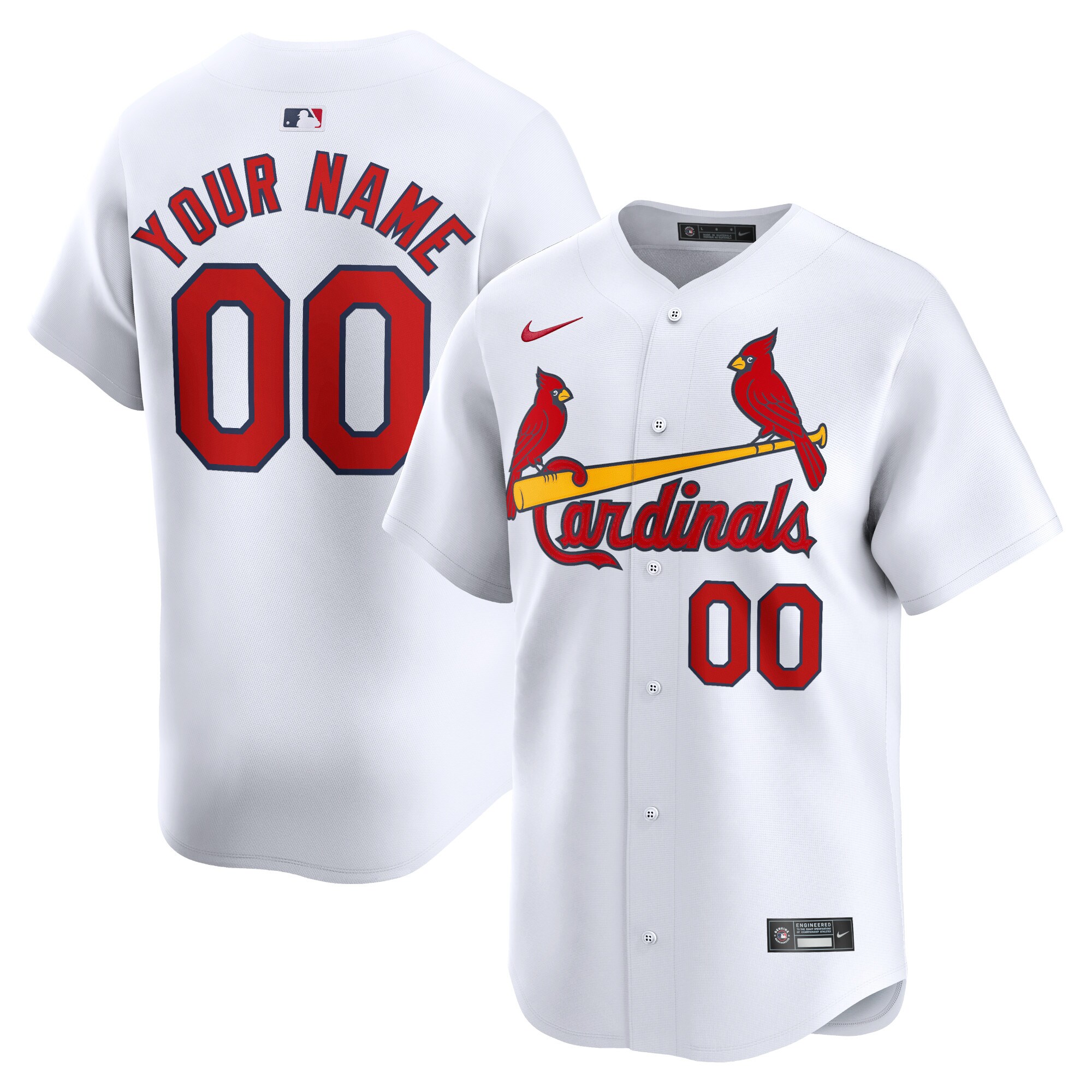 St. Louis Cardinals White Home Limited Custom MLB Jersey Youth