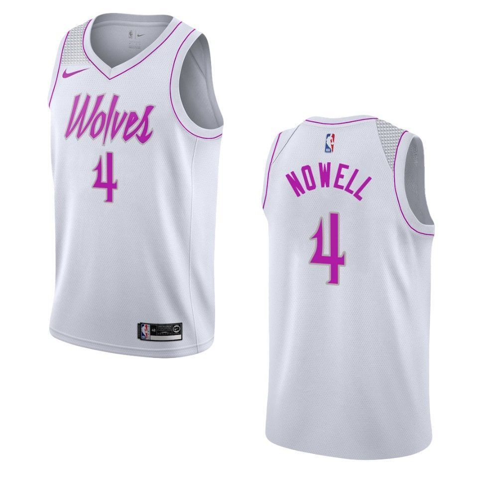 Minnesota Timberwolves 4 Jaylen Nowell Earned Swingman White NBA Jersey Men's