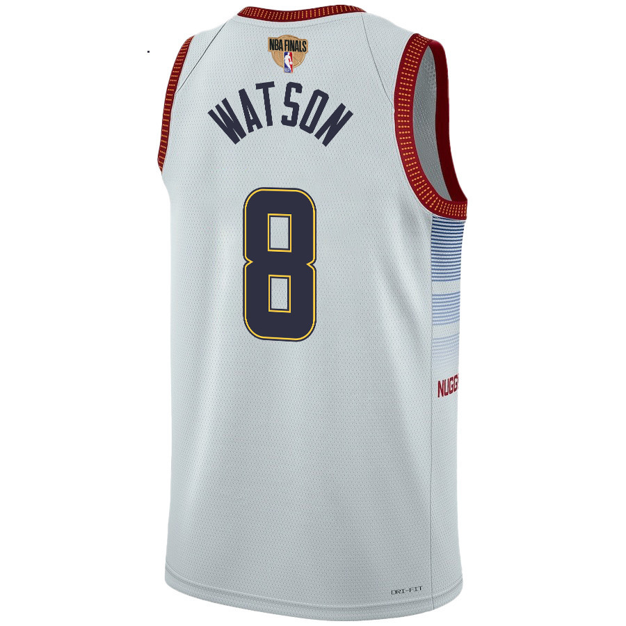 Peyton Watson 8 Denver Nuggets Final Champions 2023 Swingma White NBA Jersey Youth