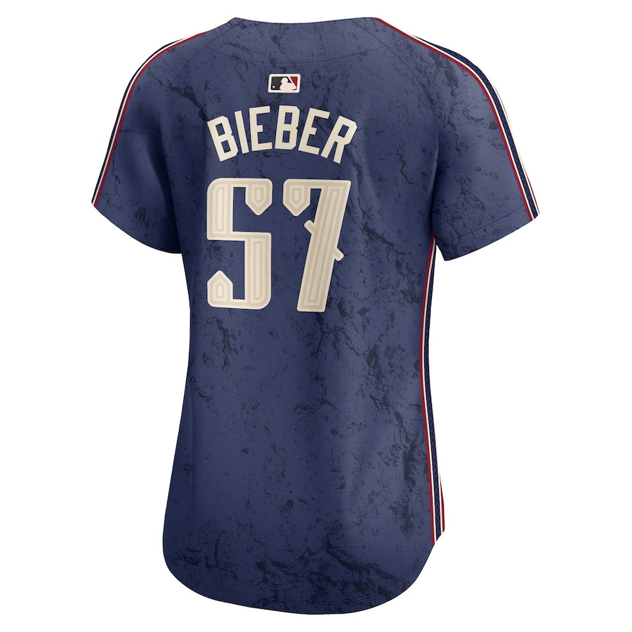 Shane Bieber 57 Cleveland Guardians 2024 City Connect Limited Navy MLB Jersey Women's