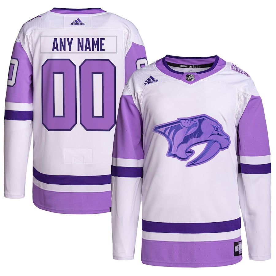 Nashville Predators Fights Cancer Primegreen Custom White/Purple NHL Jersey Men's