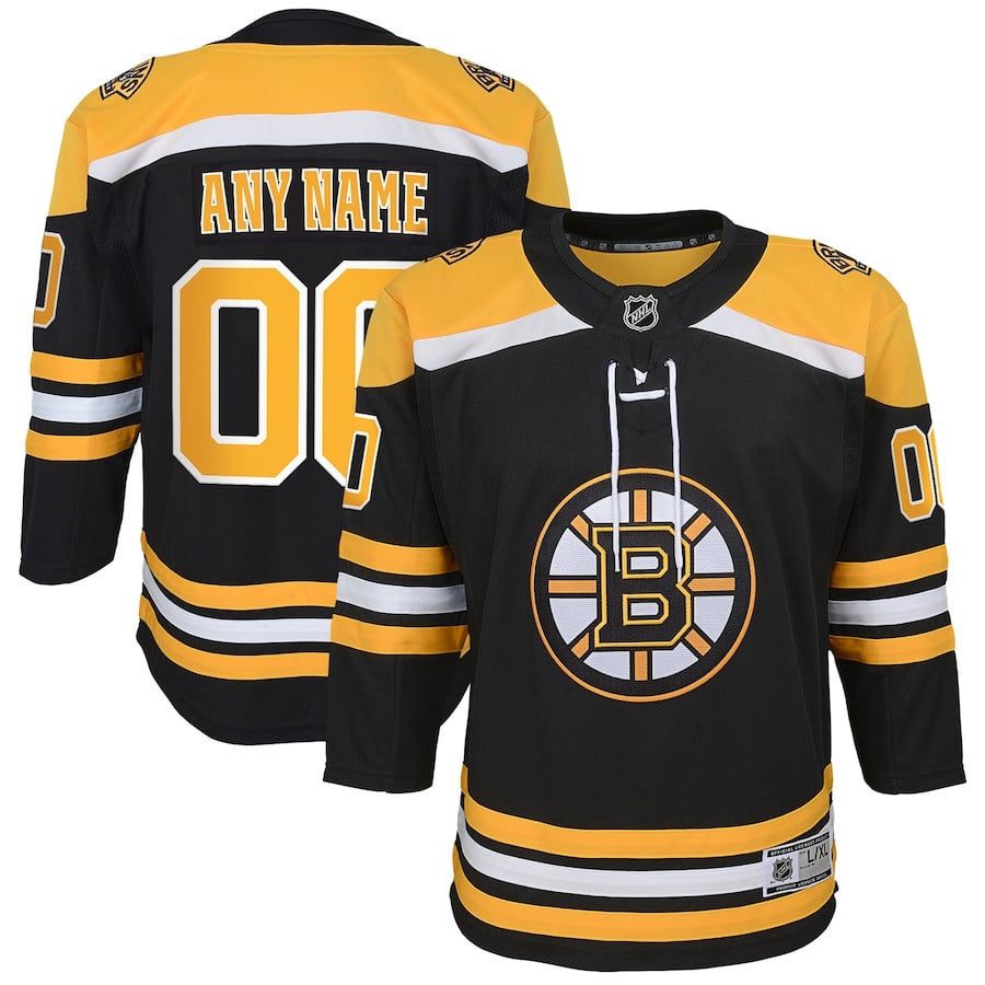 Boston Bruins Home Custom Black NHL Jersey Youth
