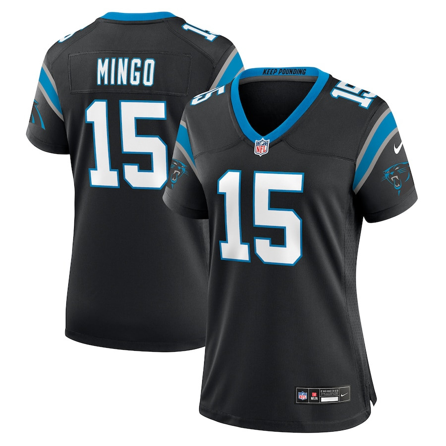 Jonathan Mingo 15 Carolina Panthers Game Black NFL Jersey Women's