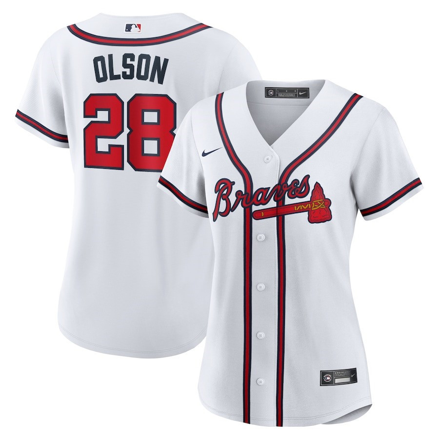 Matt Olson 28 Atlanta Braves Home Player White MLB Jersey Women's