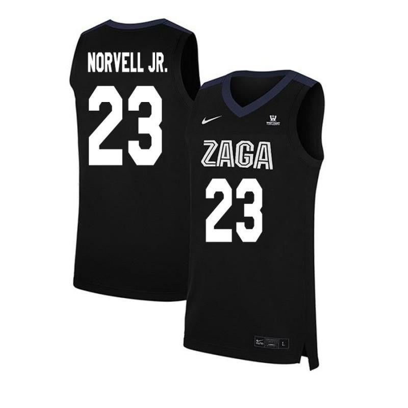 23 Zach Norvell Jr Black Elite Gonzaga Bulldogs NCAA Jersey Men's