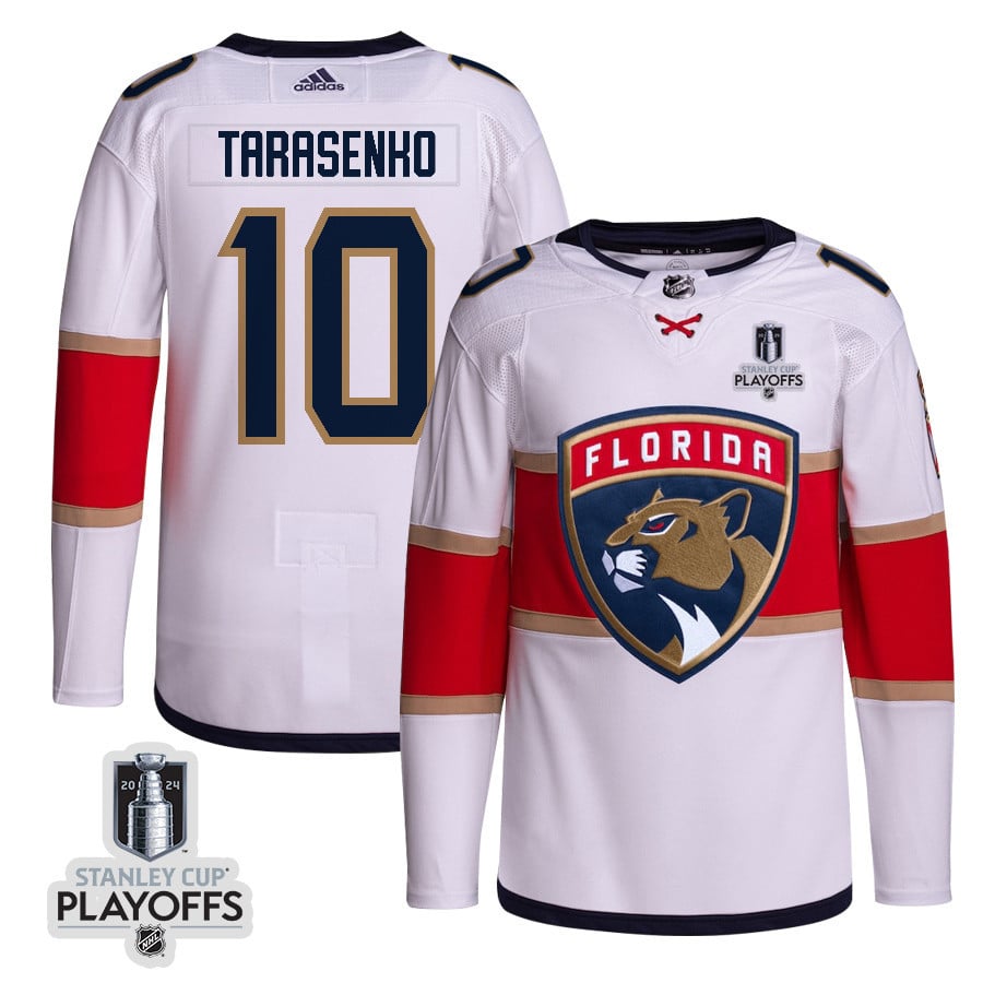 Vladimir Tarasenko 10 Florida Panthers 2024 Playoffs Patch Away Custom White NHL Jersey Men's