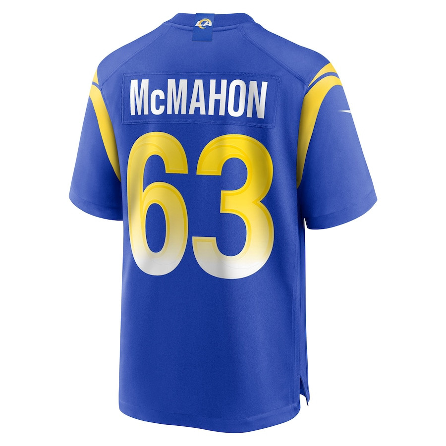 Dylan McMahon 63 Los Angeles Rams Team Game Royal NFL Jersey Men's
