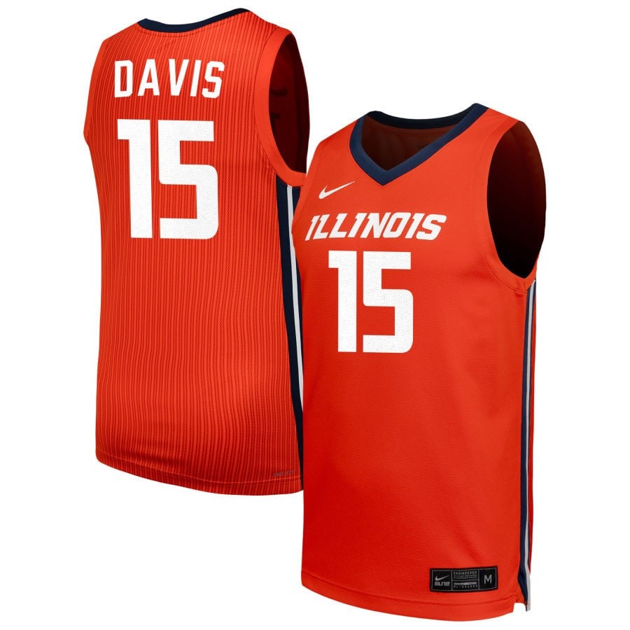 Jake Davis 15 Illinois Fighting Illin Unisex NIL Orange NCAA Jersey Unisex