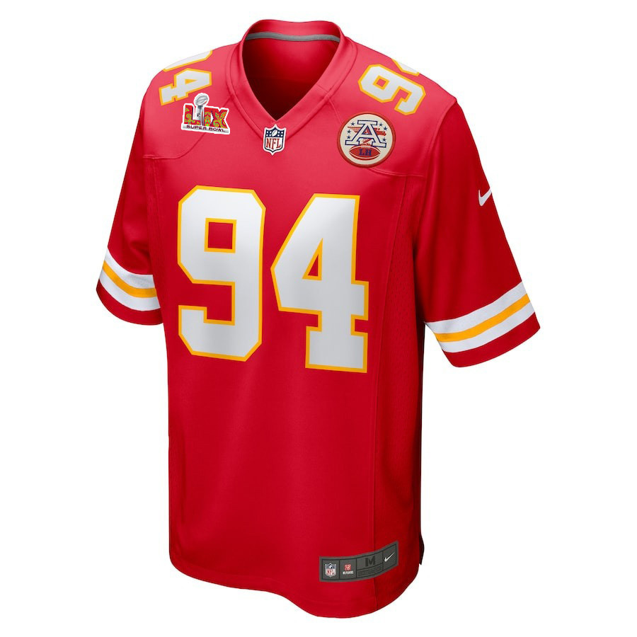 Malik Herring #94 Kansas City Chiefs Super Bowl LIX Red NFL Jersey Youth