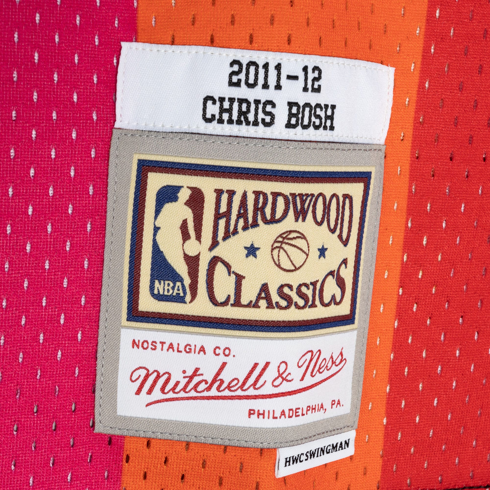 Mitchell Ness Chris Bosh Black/Red Miami Heat Hardwood Classics 2011/12 Split Swingman NBA Jersey Men's
