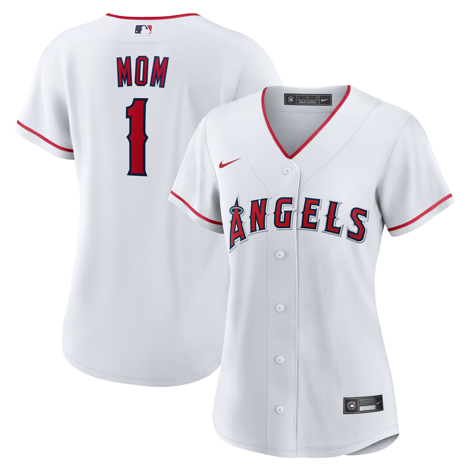 Los Angeles Angels White #1 Mom Home MLB Jersey Women's