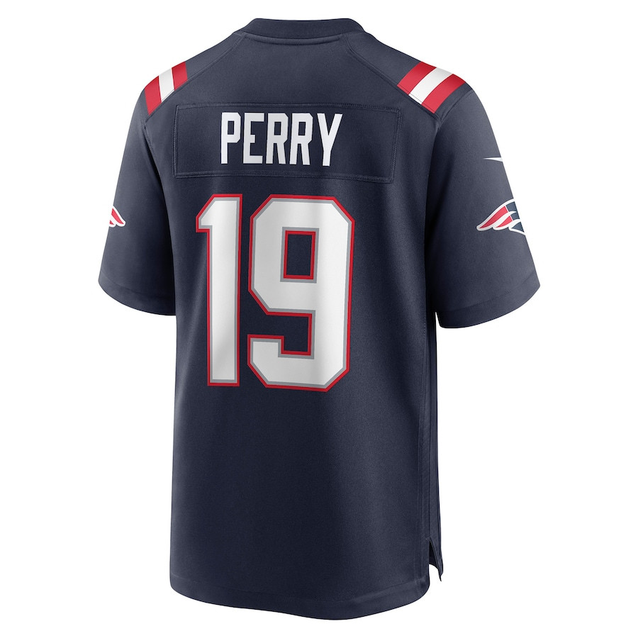 Malcolm Perry 19 New England Patriots Game Navy NFL Jersey Men's