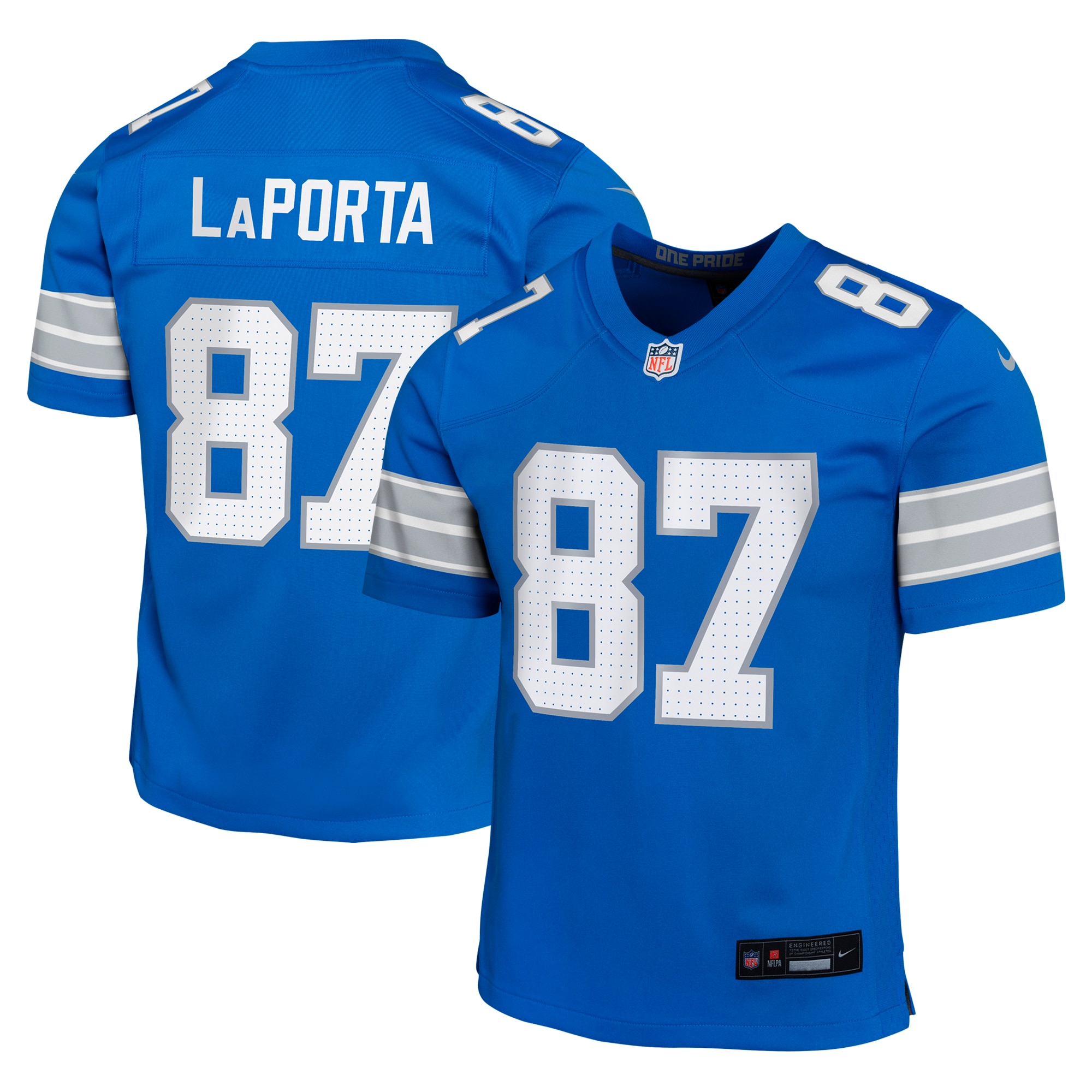 Detroit Lions Sam LaPorta Blue Team Player Game NFL Jersey Youth