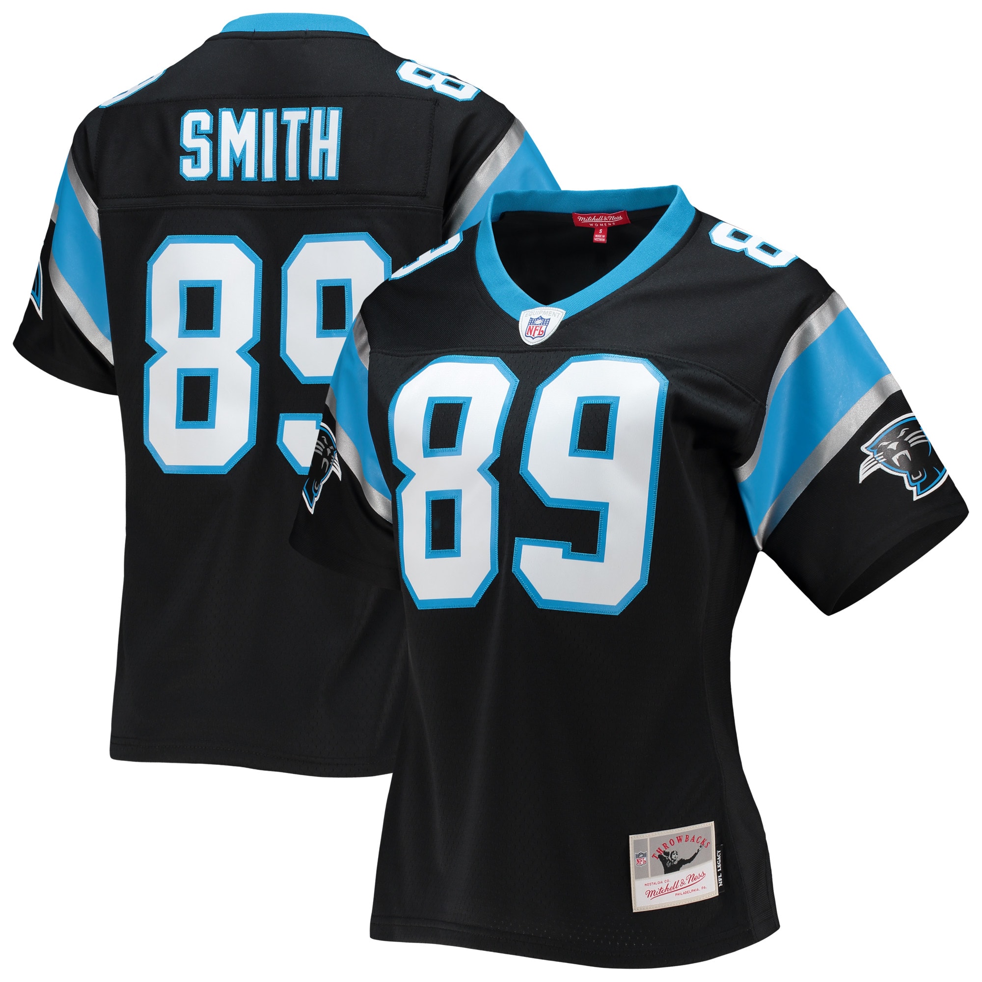 Carolina Panthers Steve Smith Mitchell Ness Black Legacy Player NFL Jersey Women's