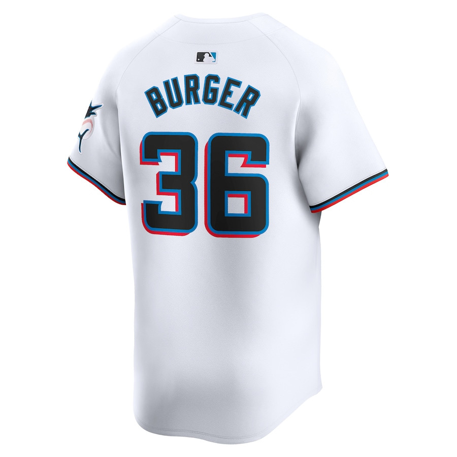 Jake Burger 36 Miami Marlins Home Limited Player White MLB Jersey Men's