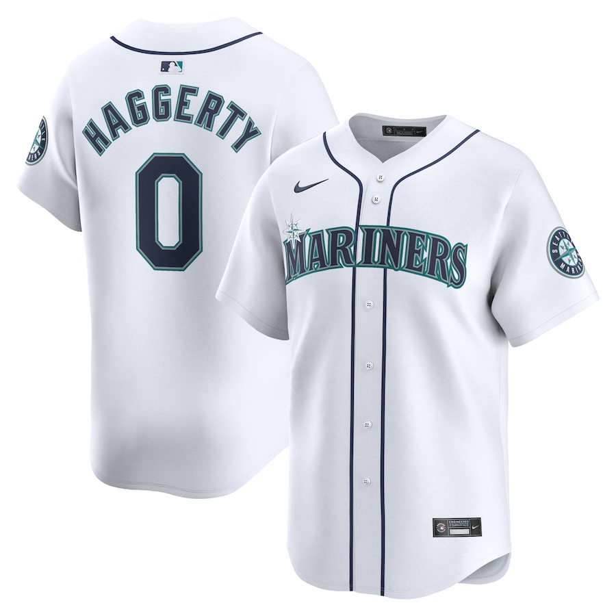 Sam Haggerty 0 Seattle Mariners Home Limited Player White MLB Jersey Men's