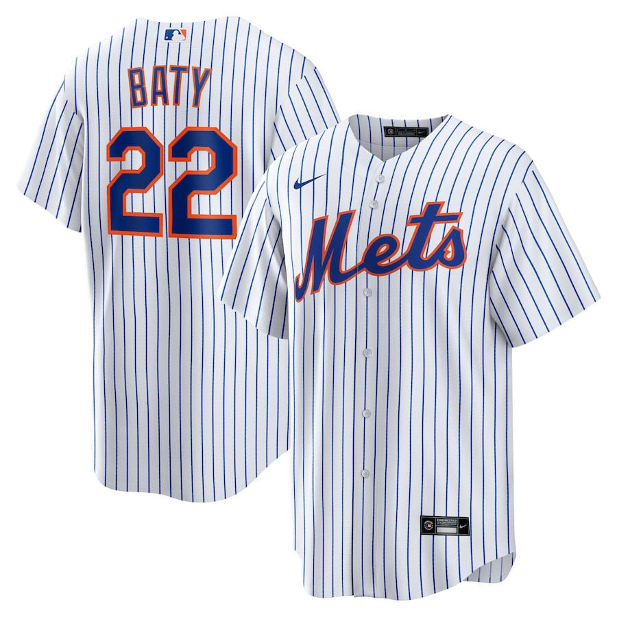Brett Baty 22 New York Mets White MLB Jersey Men's